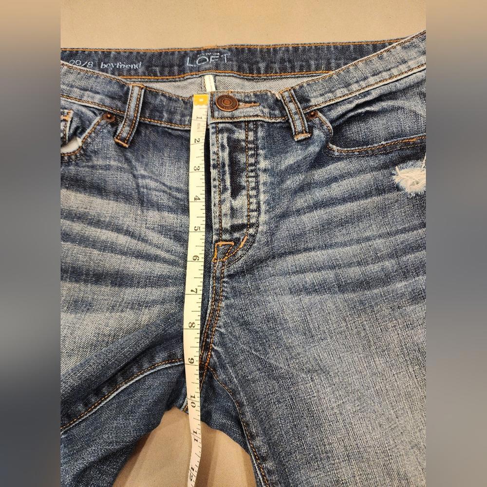 Loft Boyfriend Distressed Blue Denim Jeans Women's size 8 - Picture 7 of 9
